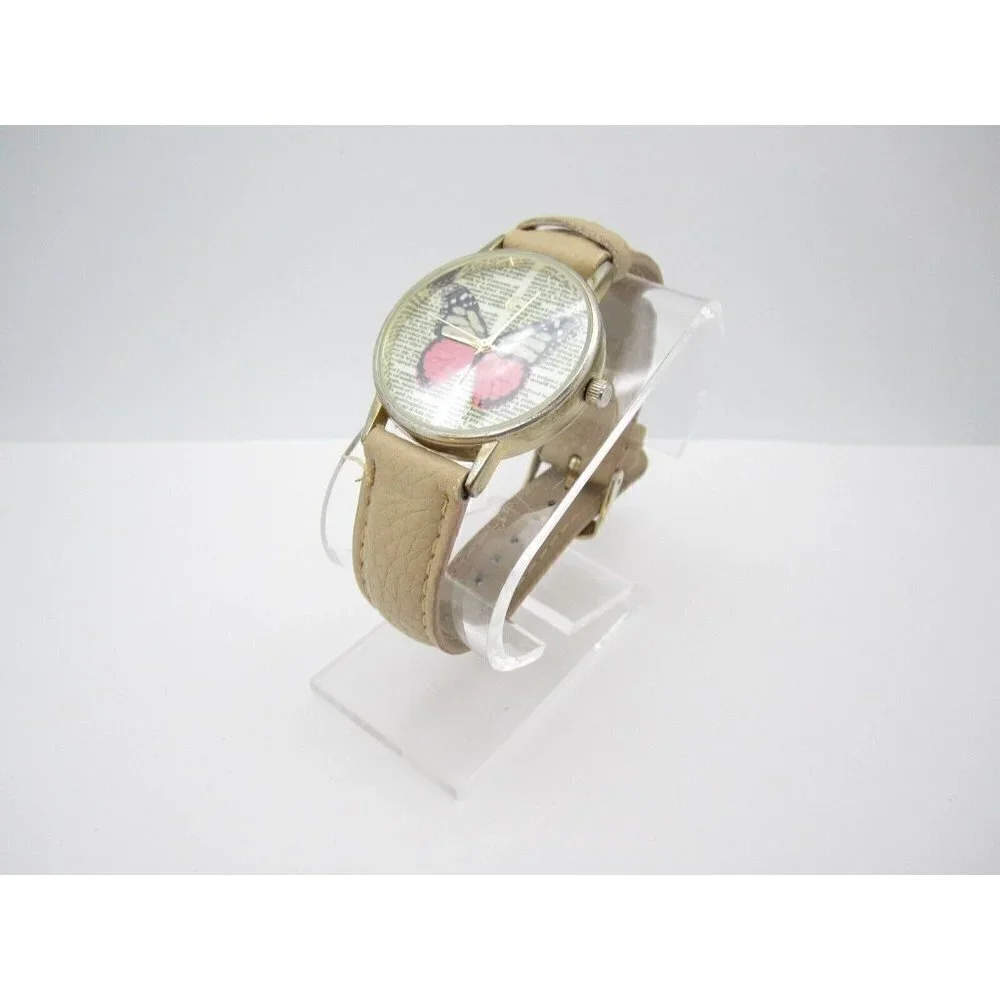 Women Charming Charlie Butterfly Quartz WR Analog 38mm Causal Round Watch (F624)